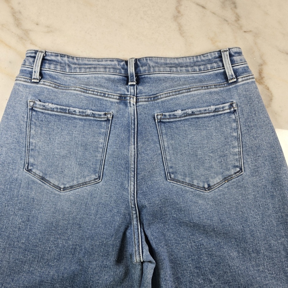 Flying Monkey High Rise Wide Leg Cropped Jeans Size 33 Boho Streetwear Coastal - Picture 8 of 12